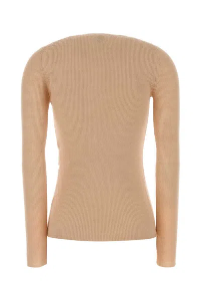 Chloé Wool V-neck Henley Top In Neutral