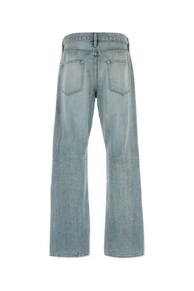 Fear Of God Men Blue Five-pocket Jeans With Front Logo Patch In Denim Man