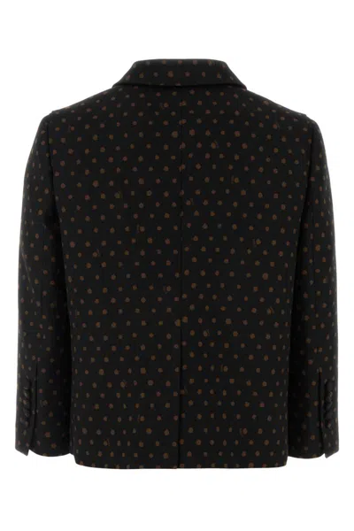 Fendi Stretch Wool Blazer Polka Dot Design In Gray