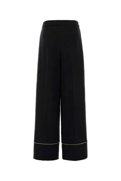 Fendi Wool Blend Pyjama Trousers High Waist In Black