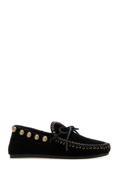 Isabel Marant Fitza Loafers Bow Studs Flat Sole In Black
