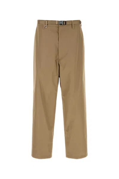 Prada Straight Leg Technical Fabric Trousers Belt Loops In Brown
