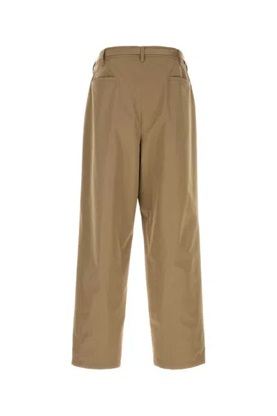 Prada Straight Leg Technical Fabric Trousers Belt Loops In Brown
