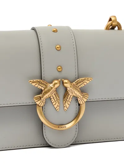 Pinko Small Love One Stud-embellished Shoulder Bag In Gray