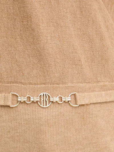 Fracomina V-neck Buckle Sweater In Nude