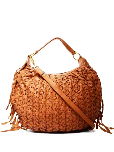 Pre-owned Miu Miu 2000-2015 Woven Fringed Tote Bag In Brown