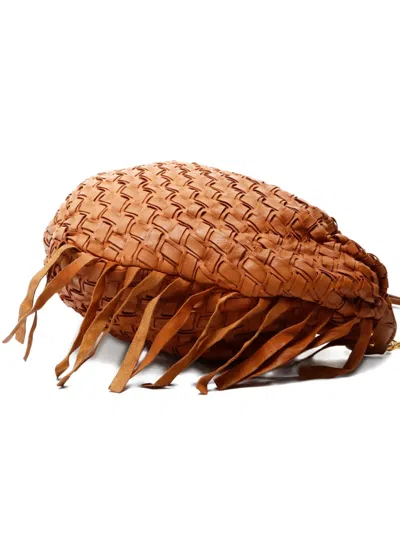 Pre-owned Miu Miu 2000-2015 Woven Fringed Tote Bag In Brown