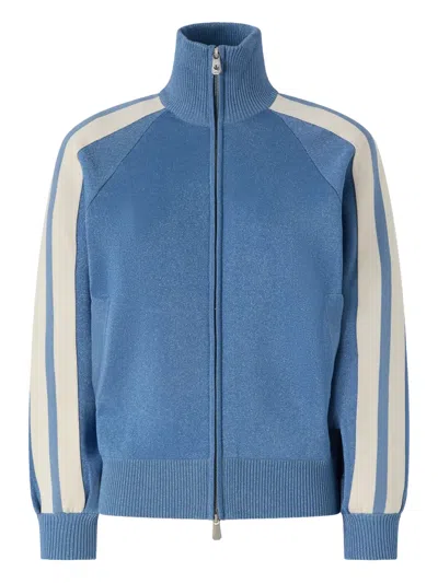 Pinko Striped-sleeve Zip-up Sweatshirt In Blue
