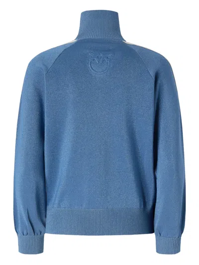 Pinko Striped-sleeve Zip-up Sweatshirt In Blue