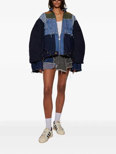 Natasha Zinko Patchwork Mini Skirt In Gray