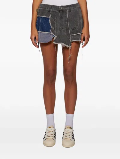 Natasha Zinko Patchwork Mini Skirt In Gray