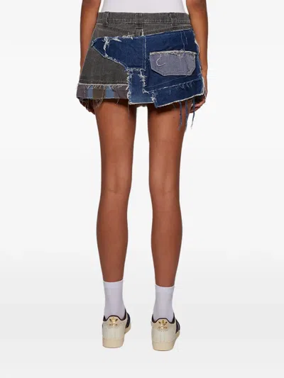 Natasha Zinko Patchwork Mini Skirt In Gray