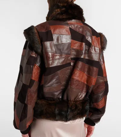 Chloé Shearling-trimmed Leather Bomber Jacket In Brown