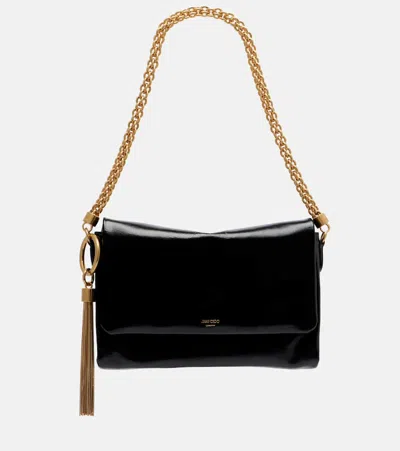 Jimmy Choo Callie Flap Leather Shoulder Bag In Black