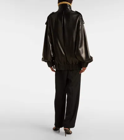 Khaite Sigi Shearling-trimmed Leather Jacket In Black