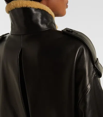 Khaite Sigi Shearling-trimmed Leather Jacket In Black