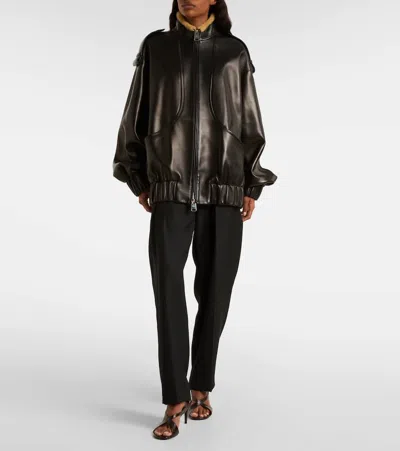 Khaite Sigi Shearling-trimmed Leather Jacket In Black