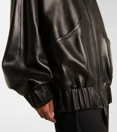 Khaite Sigi Shearling-trimmed Leather Jacket In Black