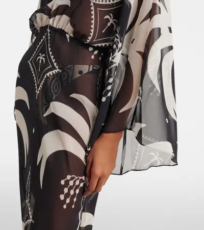 Johanna Ortiz Printed Sheer Beach Cover-up In Gray