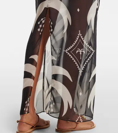 Johanna Ortiz Printed Sheer Beach Cover-up In Gray