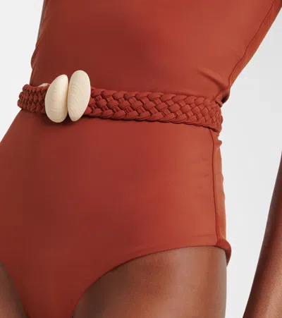 Johanna Ortiz Belted Swimsuit In Brown