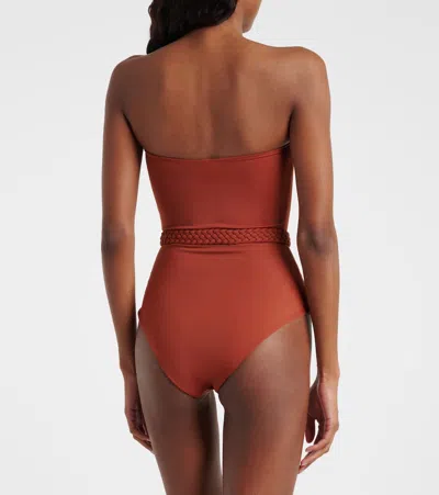 Johanna Ortiz Belted Swimsuit In Brown