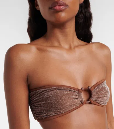 Johanna Ortiz Lamé Bikini Top In Brown