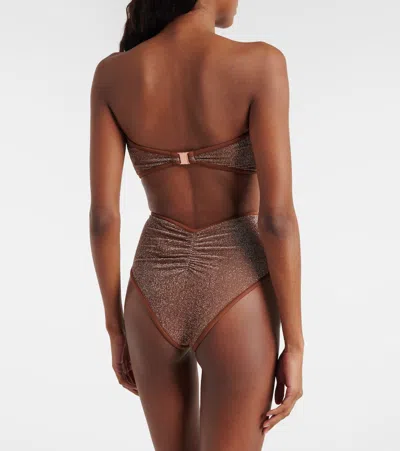 Johanna Ortiz Lamé Bikini Top In Brown