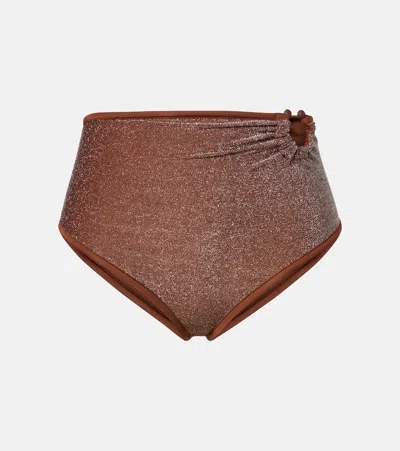 Johanna Ortiz Lamé Bikini Bottoms In Brown