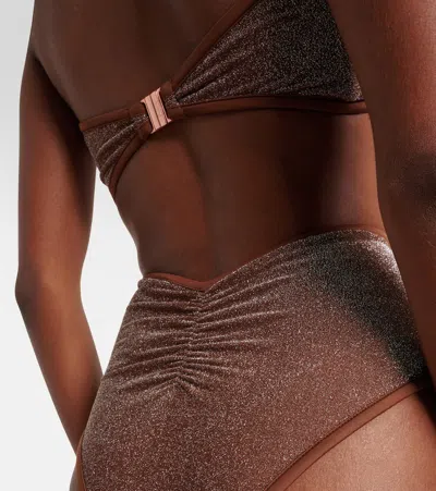 Johanna Ortiz Lamé Bikini Bottoms In Brown