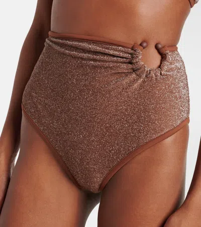 Johanna Ortiz Lamé Bikini Bottoms In Brown