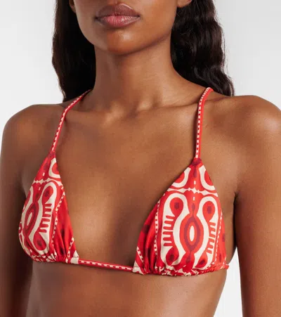 Johanna Ortiz Printed Bikini Top In Red