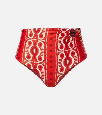 Johanna Ortiz Taita Printed Bikini Bottom In Red