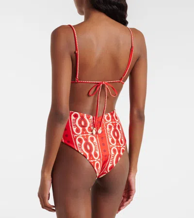 Johanna Ortiz Taita Printed Bikini Bottom In Red