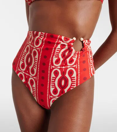 Johanna Ortiz Taita Printed Bikini Bottom In Red