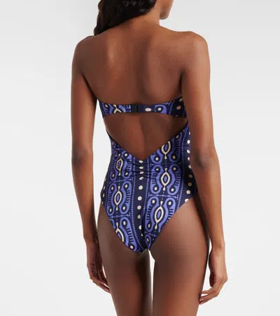 Johanna Ortiz Printed Cutout Swimsuit In Blue