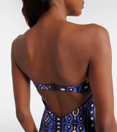 Johanna Ortiz Printed Cutout Swimsuit In Blue