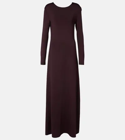 Bottega Veneta Open-back Compact Knit Maxi Dress In Burgundy