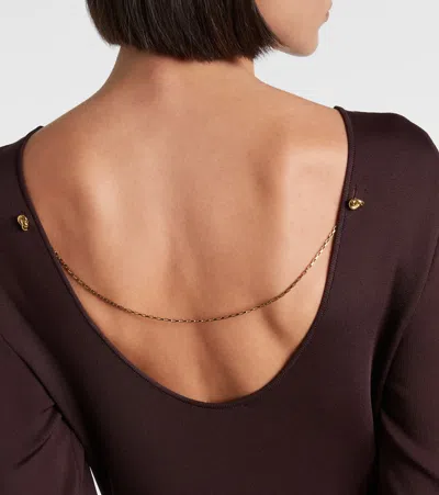 Bottega Veneta Open-back Compact Knit Maxi Dress In Burgundy