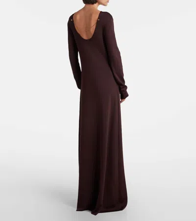 Bottega Veneta Open-back Compact Knit Maxi Dress In Burgundy