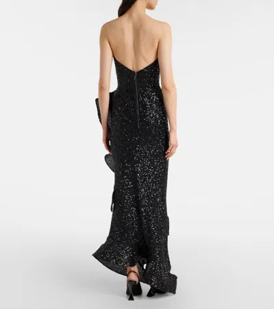 Maticevski Thistle Wave Ruffled Sequined Gown In Black