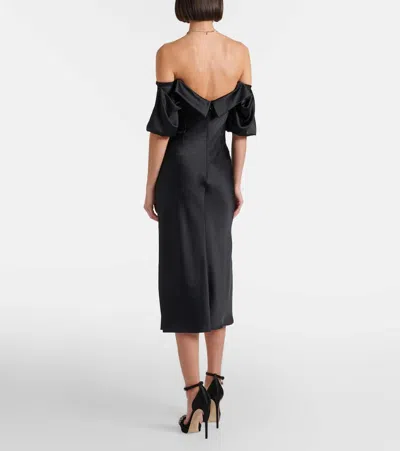 Alexander Mcqueen Off-the-shoulder Draped Satin Midi Dress In Blue