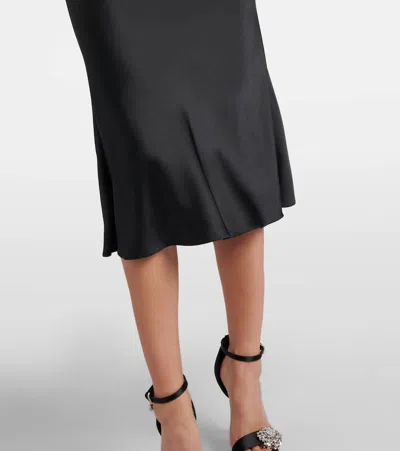 Alexander Mcqueen Off-the-shoulder Draped Satin Midi Dress In Blue