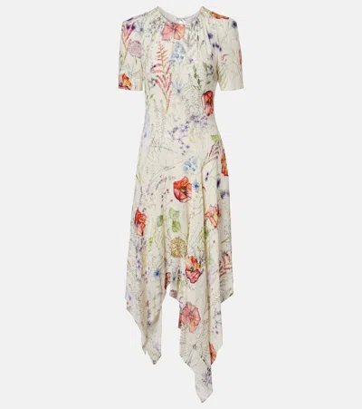 Alexander Mcqueen Floral Asymmetric Midi Dress In Multi