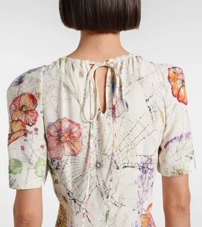 Alexander Mcqueen Floral Asymmetric Midi Dress In Multi