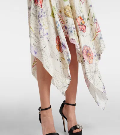 Alexander Mcqueen Floral Asymmetric Midi Dress In Multi