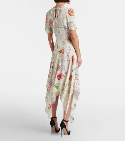 Alexander Mcqueen Floral Asymmetric Midi Dress In Multi