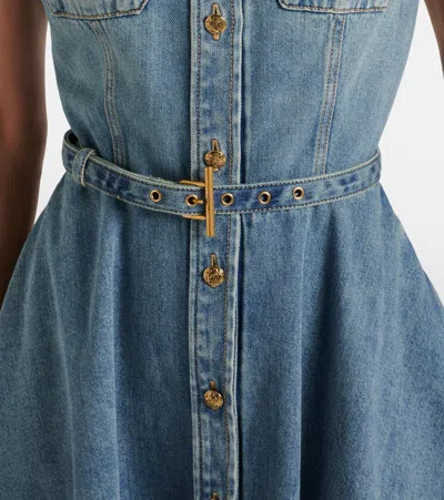 Alexander Mcqueen Belted Denim Shirt Dress In Blue