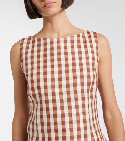Faithfull Ana Gingham Linen Peplum Top In Multi