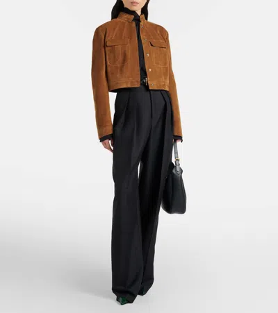 Tom Ford Cropped Suede Jacket In Multi
